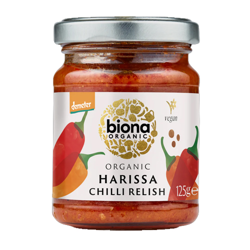 BIONA ORGANIC HARISSA CHILLI RELISH DEMETER 125G
