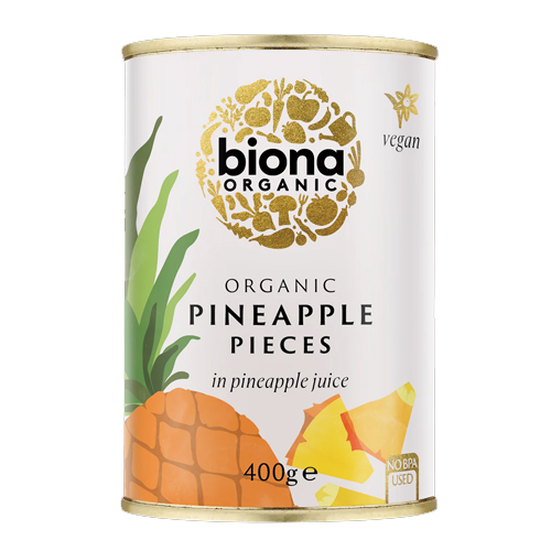 BIONA ORGANIC PINEAPPLE PIECES IN PINEAPPLE JUICE 400G