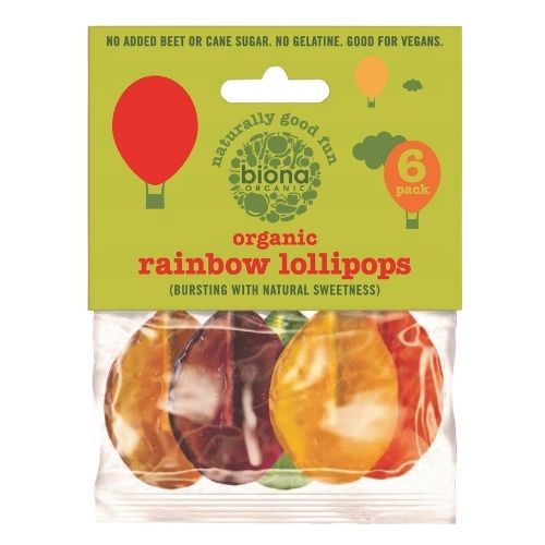 BIONA ORGANIC RAINBOW LOLLIES NO ADDED SUGAR 6PK