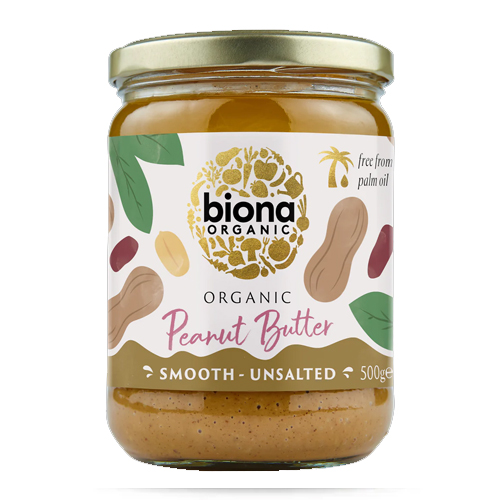 BIONA ORGANIC SMOOTH PEANUT BUTTER 500G