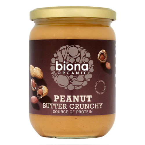 BIONA ORGANIC CRUNCHY PEANUT BUTTER SALTED 500G