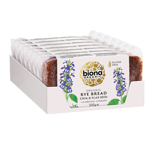BIONA ORGANIC RYE CHIA & FLAX BREAD 500G