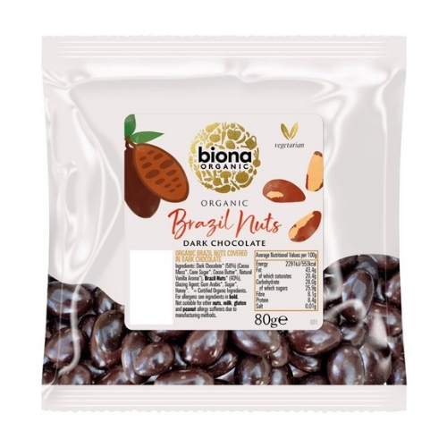 BIONA ORGANIC BRAZIL NUTS DARK CHOCOLATE 80G