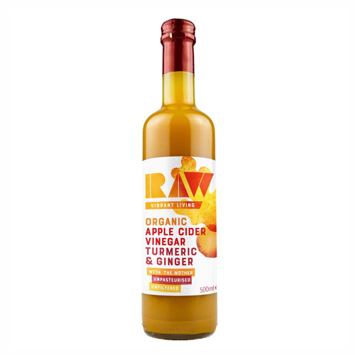 RAW ORGANIC APPLE CIDER VINEGAR TURMERIC & GINGER CONDIMENT 500ML