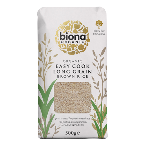 BIONA ORGANIC EASY COOK LONG GRAIN BROWN RICE 500G