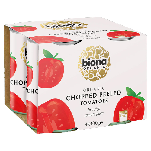 BIONA ORGANIC CHOPPED TOMATOES 4PK 400G