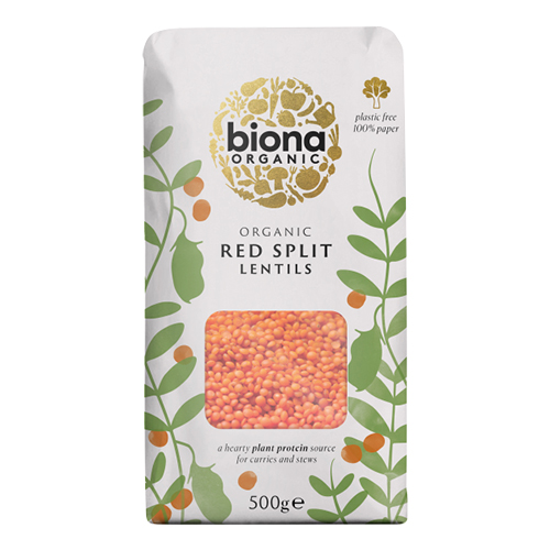 BIONA ORGANIC RED SPLIT LENTILS 500G