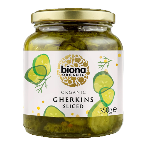 BIONA ORGANIC GHERKINS SLICED 350G