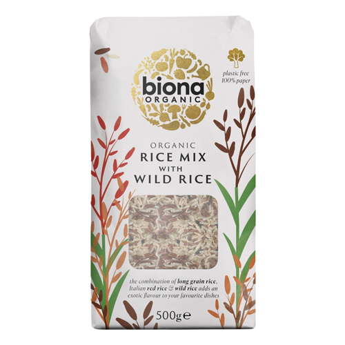 BIONA ORGANIC WILD RICE MIX BROWN,RED AND WILD RICE 500G