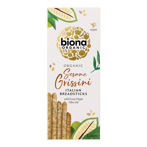 BIONA ORGANIC SESAME GRISSINI ITALIAN BREADSTICKS 125G