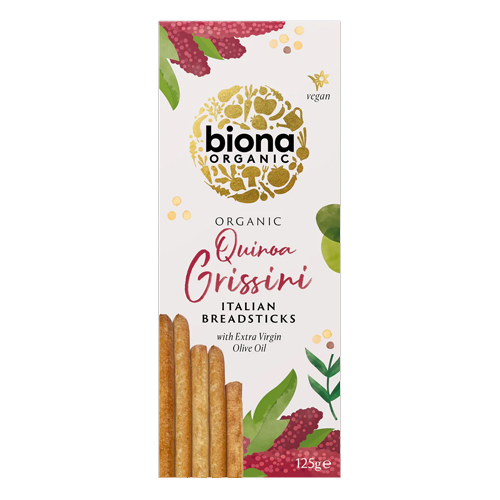 BIONA ORGANIC QUINOA GRISSINI ITALIAN BREADSTICKS 125G