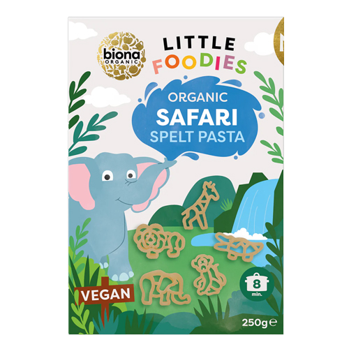 BIONA ORGANIC LITTLE FOODIES SPELT SAFARI ANIMALS 250G