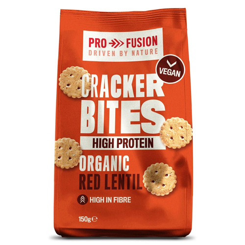 PROFUSION ORGANIC HIGH PROTEIN RED LENTIL CRACKER BITES 150G
