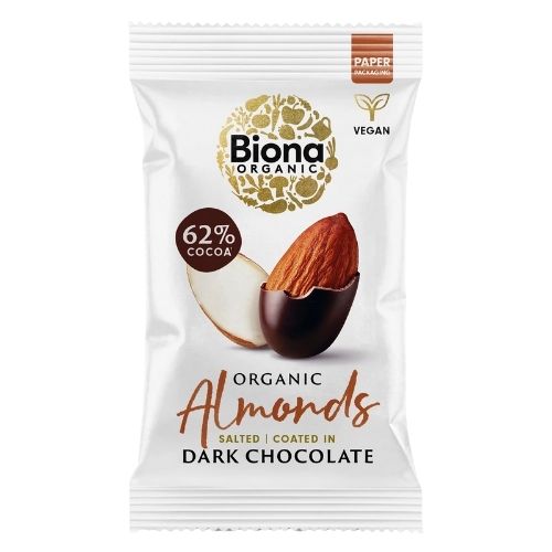 BIONA DARK CHOCOLATE ROASTED ALMONDS ORGANIC 30G