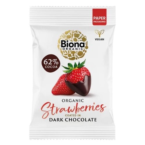 BIONA DARK CHOCOLATE STRAWBERRIES ORGANIC 45G