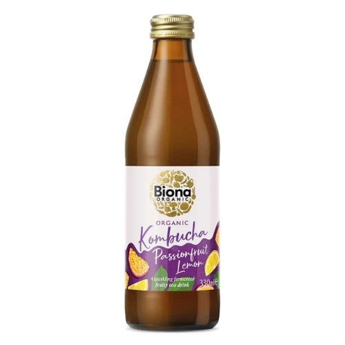 BIONA ORGANIC KOMBUCHA PASSIONFRUIT LEMON 330ML