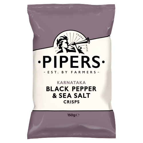 PIPERS KARNATAKA BLACK PEPPER & SEA SALT CRISPS SHARING BAG 150G
