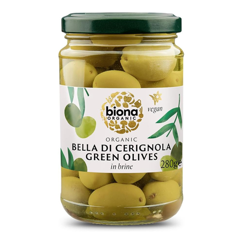 BIONA ORGANIC BELLA DI CERIGNOLA GREEN OLIVES 280G