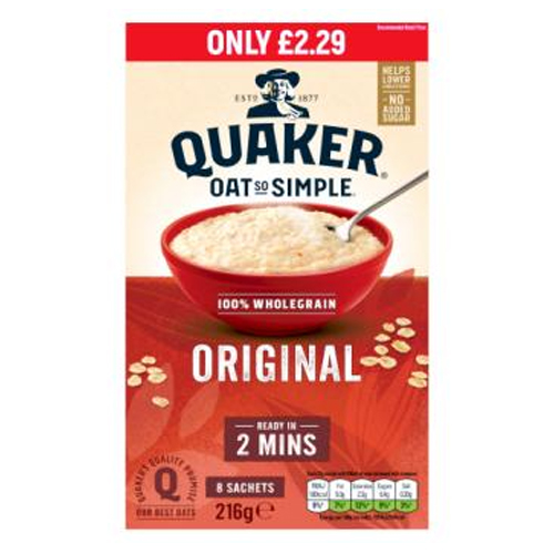 QUAKER OATSO SIMPLE ORIGINAL PMP £2.29 6PK 27G