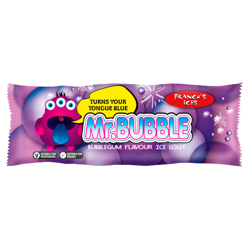FRANCO'S ICES MR. BUBBLE BUBBLEGUM FLAVOUR ICE LOLLY 70ML