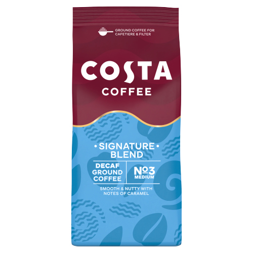 COSTA COFFEE SIGNATURE BLEND MEDIUM DECAF GROUND COFFEE 200G