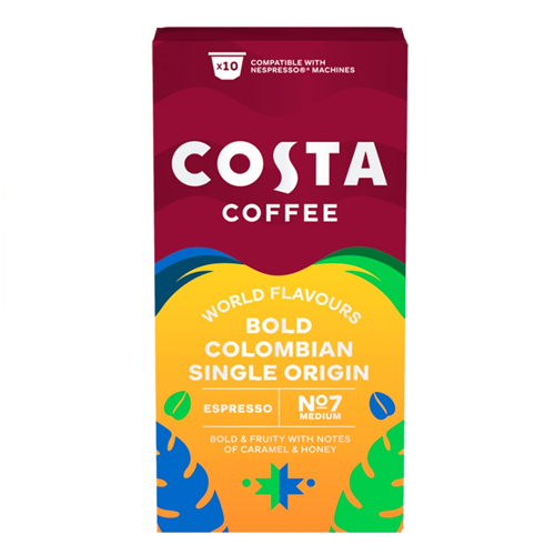 COSTA NESPRESSO SINGLE ORIGIN COLOMBIAN CHARACTER ROAST ESPRESSO FOR SHORT DRINKS 10 X 5.7G (57G)