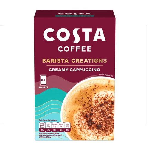 COSTA COFFEE BARISTA CREATIONS CREAMY CAPPUCCINO 6PK 17G (102G)