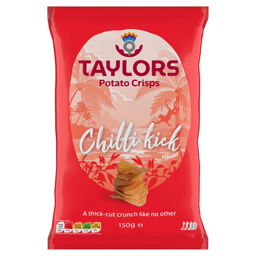TAYLORS CHILLI KICK FLAVOUR STRAIGHT CUT POTATO CRISPS 150G