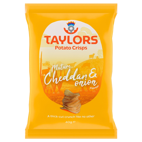 TAYLORS MATURE CHEDDAR & ONION FLAVOUR POTATO CRISPS 40G