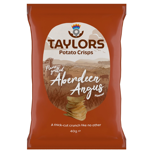 TAYLORS FLAMEGRILLED ABERDEEN ANGUS FLAVOUR POTATO CRISPS 40G