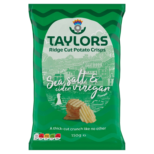 TAYLORS SEA SALT & CIDER VINEGAR FLAVOUR RIDGE CUT POTATO CRISPS 150G
