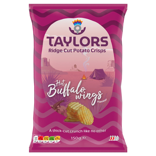 TAYLORS HOT BUFFALO WINGS FLAVOUR RIDGE CUT CRISPS 150G