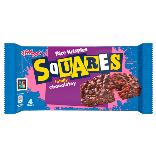 KELLOGG'S RICE KRISPIES SQUARES DELIGHTFULLY CHOCOLATEY BARS 4X36G