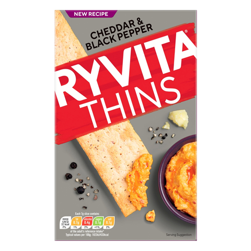 RYVITA THINS CHEDDAR & BLACK PEPPER 125G