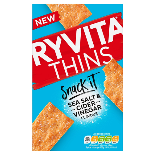 RYVITA SNACK IT THINS SEA SALT & VINEGAR FLATBREAD 125G