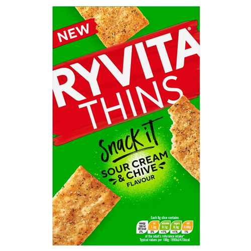 RYVITA SNACK IT THINS SOUR CREAM & CHIVE FLATBREAD 125G