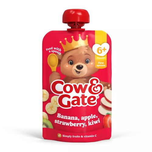 COW & GATE BANANA APPLE STRAWBERRY & KIWI POUCH 4M+ 100G