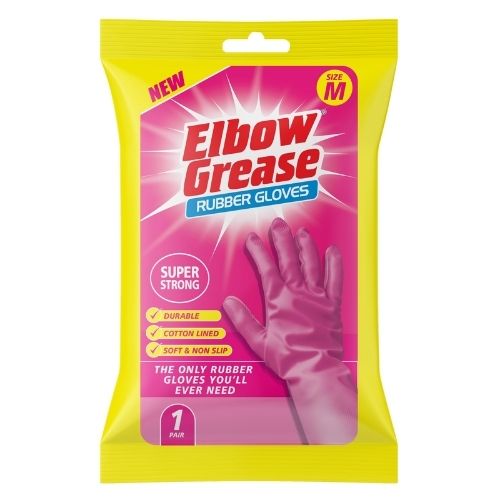 ELBOW GREASE SUPER STRONG RUBBER GLOVE MEDIUM 1PK