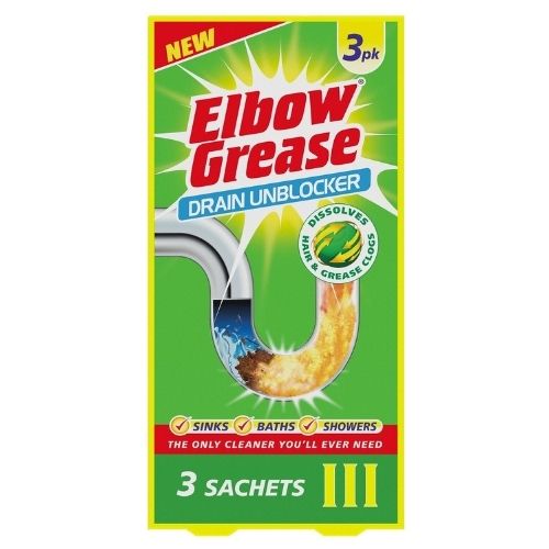 ELBOW GREASE DRAIN UNBLOCKER SACHETS 3PK 25G
