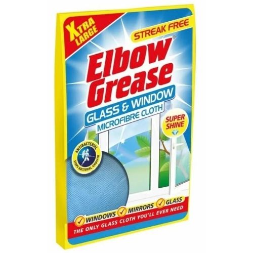 ELBOW GREASE GLASS & WINDOW MICROFIBRE CLOTH BLUE 1PK