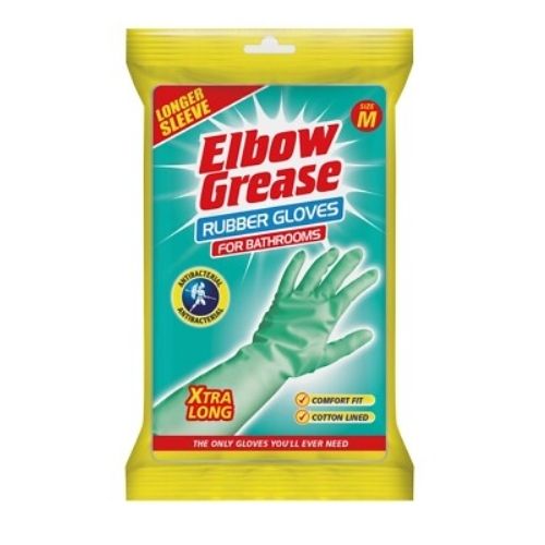 ELBOW GREASE AQUA ANTI-BAC BATHROOM CLEANING GLOVES - M 1PK