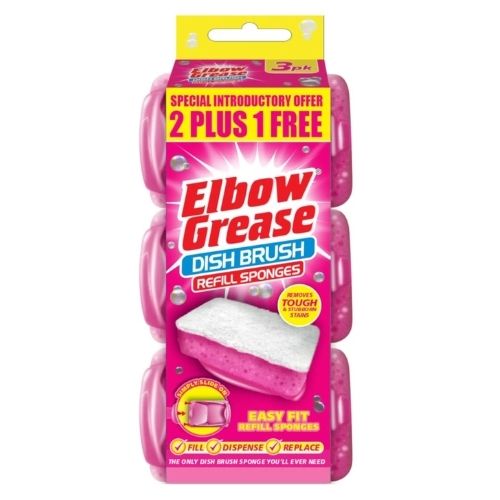 ELBOW GREASE PINK DISH BRUSH REFILL 3PK