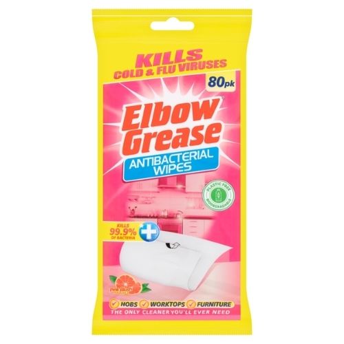 ELBOW GREASE ANTI BACTERIAL SURFACE WIPES PINK BLUSH 80PK