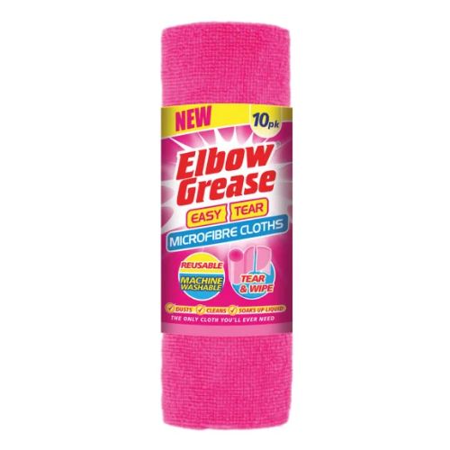 ELBOW GREASE MICROFIBREEASY TEAR CLOTH PINK 10PK