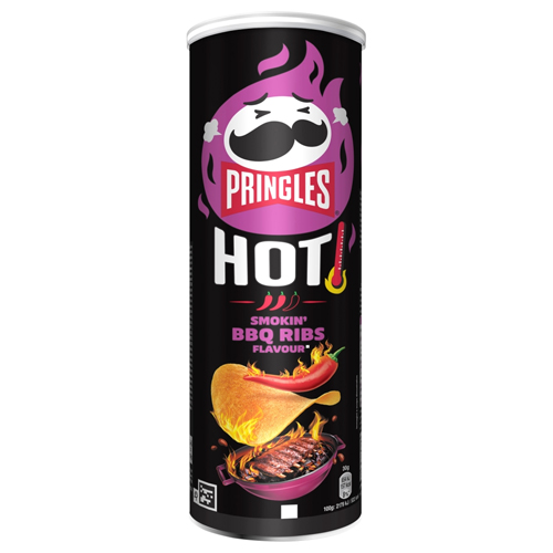 PRINGLES HOT SMOKIN BBQ RIBS CRISPS 160G