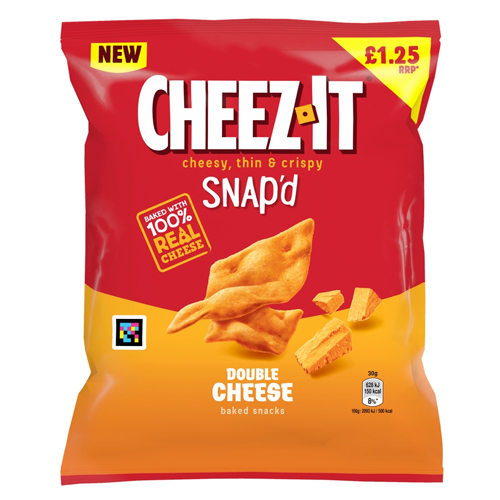 CHEEZ-IT SNAP'D DOUBLE CHEESE THIN & CRISPY BAKED SNACKS PMP £1.25 65G