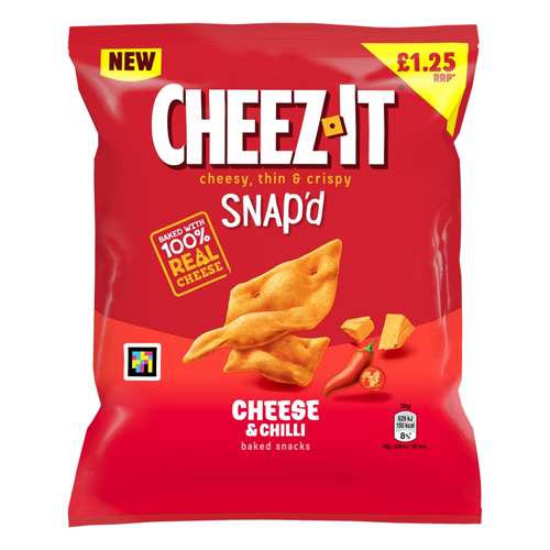 CHEEZ-IT SNAP'D CHEESE & CHILLI THIN & CRISPY BAKED SNACKS PMP £1.25 65G