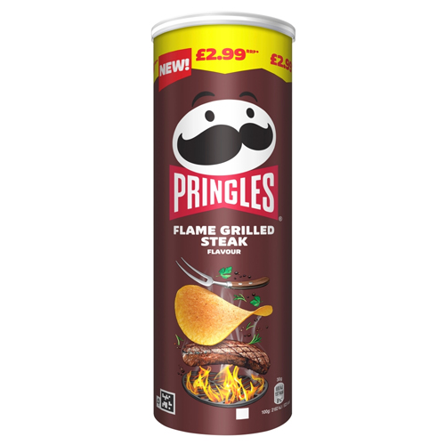 PRINGLES FLAME GRILLED STEAK CRISPS PMP £2.99 165G