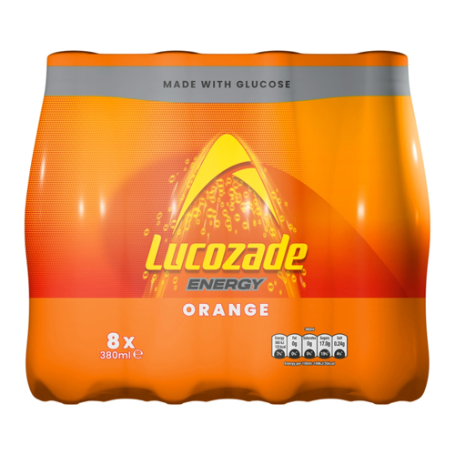 LUCOZADE ENERGY ORANGE 8PK 380ML