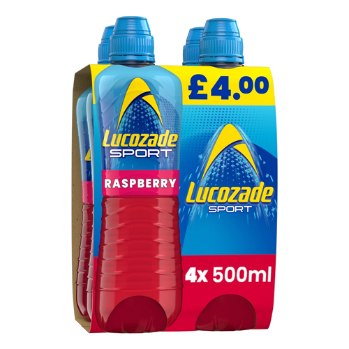 LUCOZADE SPORT RASPBERRY PMP £4.00 4PK 500ML